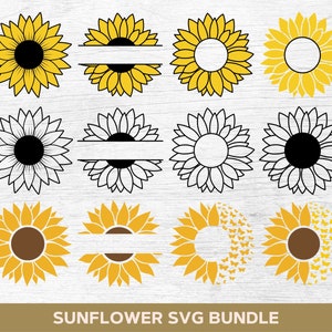 Sunflower Svg Bundle, Flower Svg, Floral Svg, Sunflower Png, Flower Png, Floral Png, Cut Files For Cricut