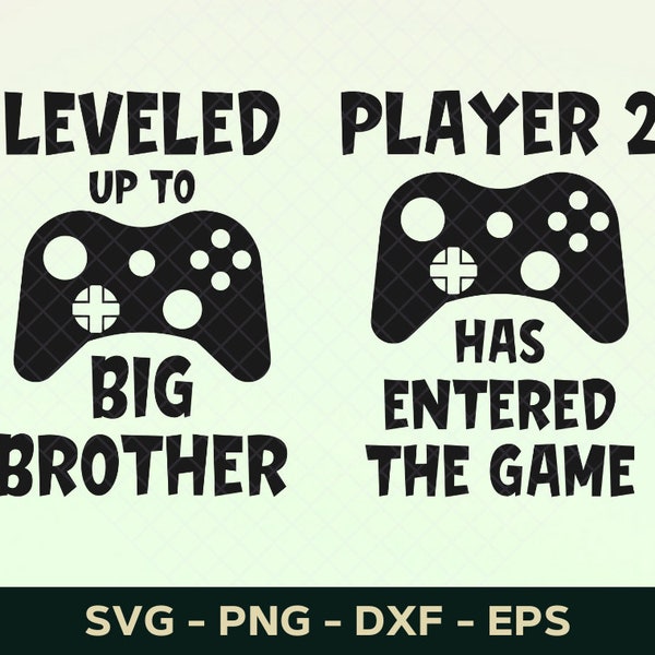 Leveled Up To Big Brother Svg, New Big Brother Svg, New Baby Svg, New Big Bro Svg, Baby Brother Svg Cut File For Cricut And Silhouette