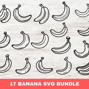 Banane-Svg-Bundle, Banane Png-Datei, Banane Clip Art, Banane schneiden Dateien für Cricut Design, Dxf, Eps, Silhouette, digitaler Sofort Download