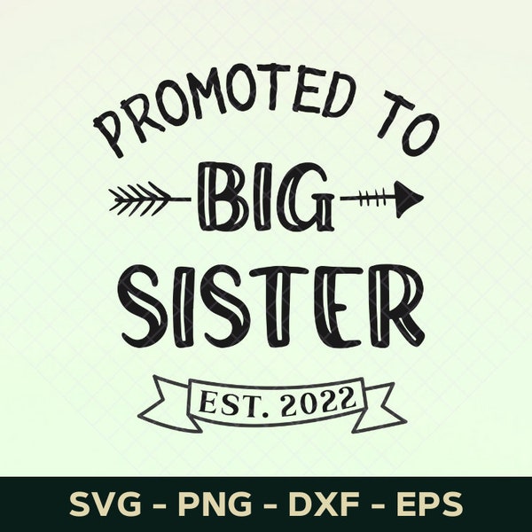 Promoted To Big Sister Est 2022 Svg, New Sister Svg, New Baby Svg, Family Svg Pregnancy Announcement Svg Cut File For Cricut And Silhouette