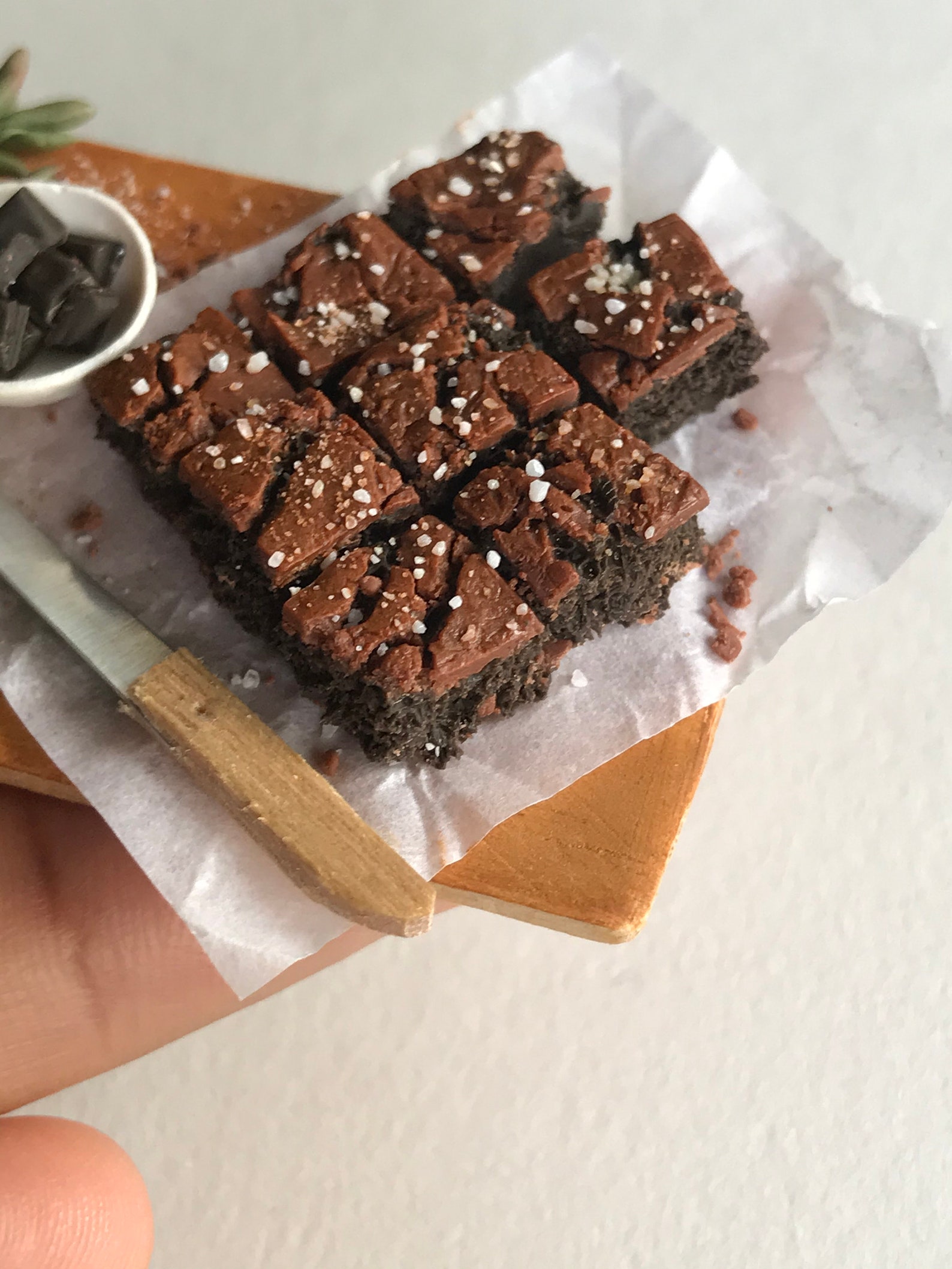 Miniature chocolate brownie/ polymer clay/ miniature brownie/ Etsy