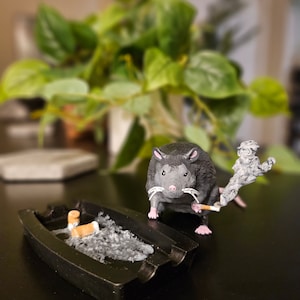Rat Meme, Gift for Rodent Lover, Statue Of Mouse, Figurine Of Gothic Possum Art, Punk Hipster Animal, Dirty Pet Artwork, Hand Painted Rattie