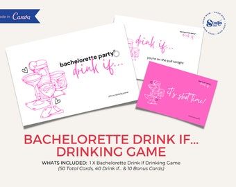 Bachelorette Party Game -  Drinking Game - 50 Printable Drinking Game Download Cards - Perfect for a Hen Party!
