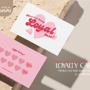 3 Loyalty Card Designs - Perfect for Beauty Businesses - Customisable Canva Template - Super Cute Design!