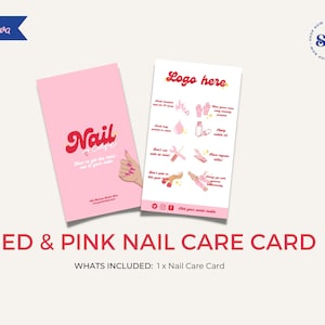 Nail Care Card Design - Perfekt für Beauty-Unternehmen, Kosmetikerinnen, Nail Tech - Anpassbare Canva-Vorlage - Super süßes Design!