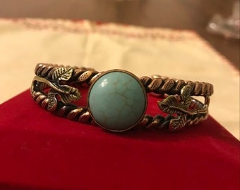 Turquoise Natural Stone Copper Bangle Bracelet |Queen Ottoman Sultan Style jewelry | Traditional Turkish Handmade jewelry | Medieval Jewelry