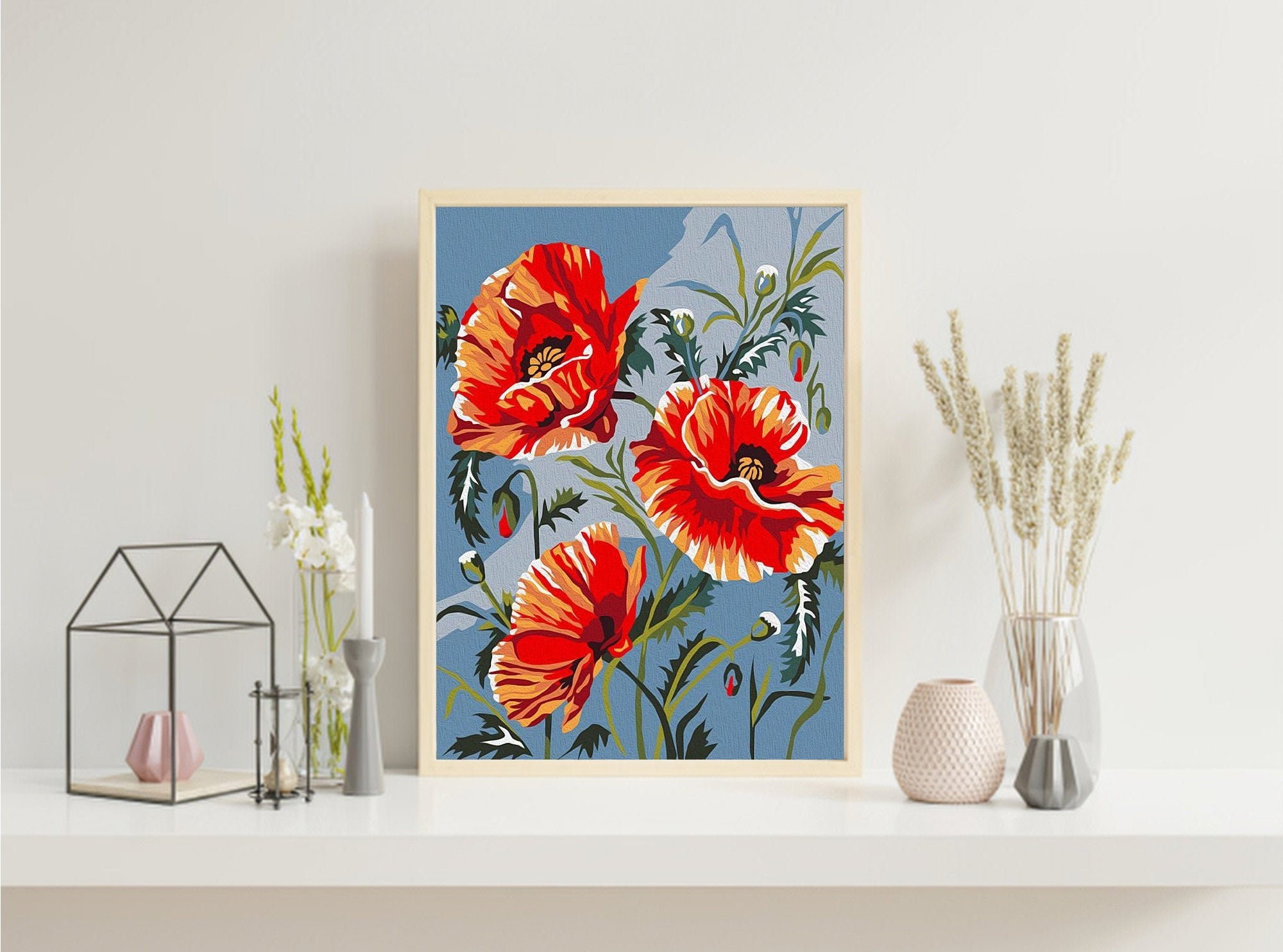 Beautiful Poppies Paint By Number kit / Custom Paint By Number Etsy