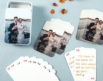 Tarjetas personalizadas para aniversario, naipes personalizados, naipes de boda, tarjetas de memoria de boda, libro de visitas de boda, regalos personalizados para parejas