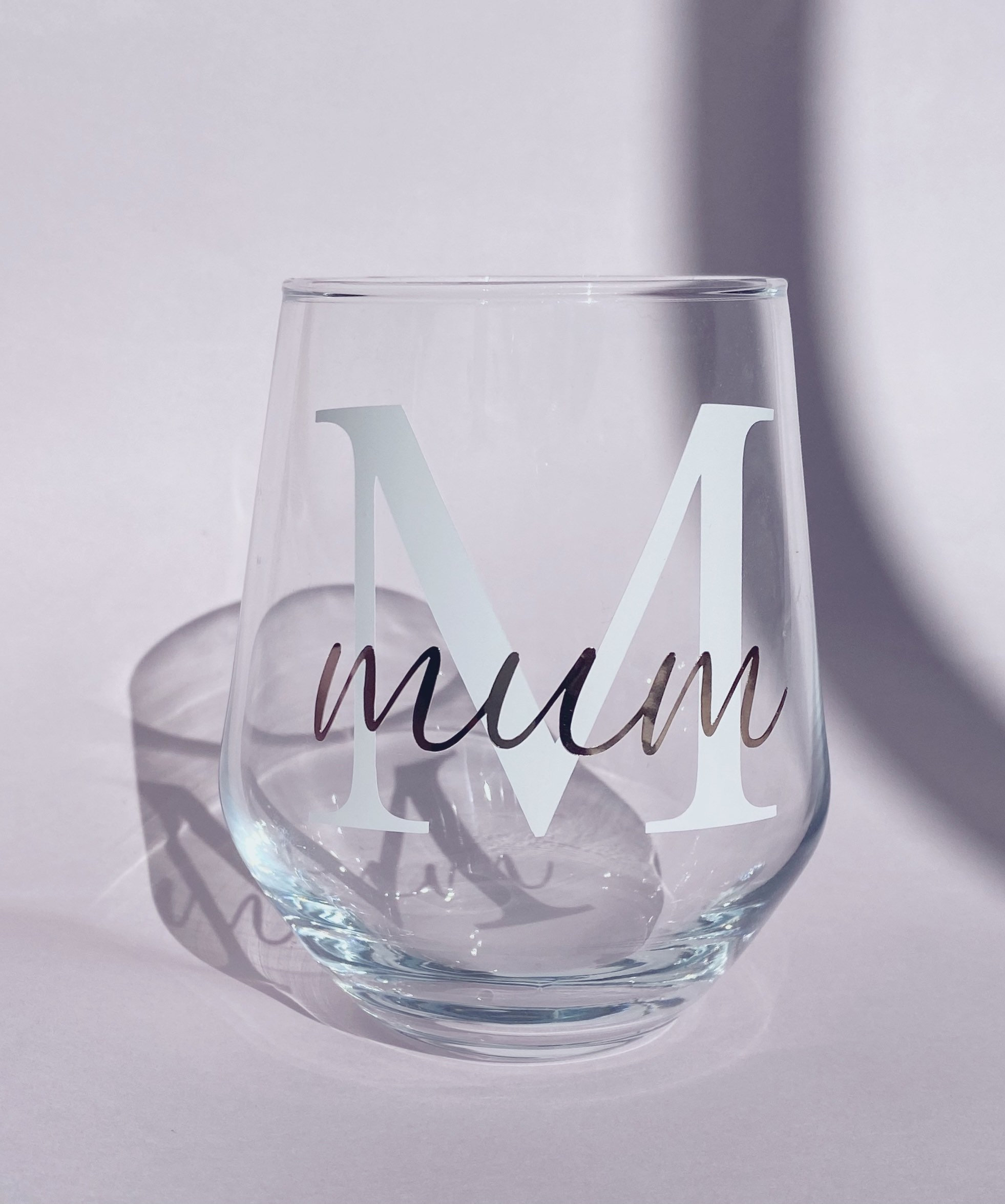 Personalised Stemless Wine Glass Rose Gold Foil Silver Etsy Australia