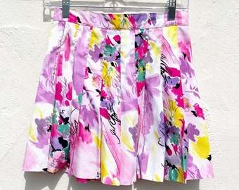 VINTAGE TAIL Pink Graphic Pattern Pleated Mini Tennis Skirt