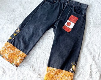 Jean patchwork noir vintage LEVI'S pour enfant