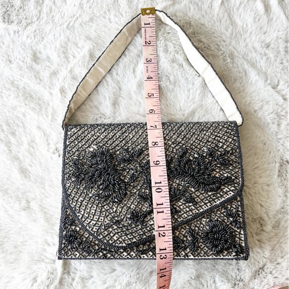 Floral Lace Antique Shoulder Bag - Black Check