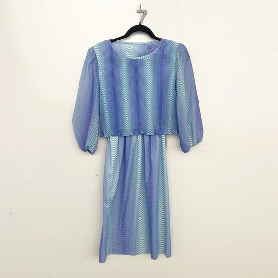 VINTAGE M.C.S. LTD. Pastel Blue and Purple Plisse Dress