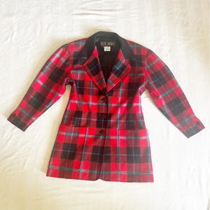 ESCADA Vintage Red Plaid Wool and Cashmere Blazer