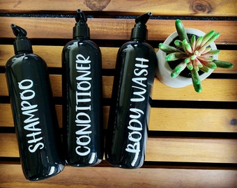 Black shampoo conditioner body wash pump bottle 500ml