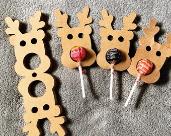 Reindeer gift - lollipop - christmas - student - classmate - teacher - pack of x10 - chupa chups - stocking filler - Santa - Xmas - gift