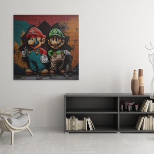 Digital art: Super Mario Bros and Luigi printable poster Digital Download Wall Art Home Decor Artwork Printable image 3