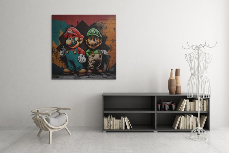 Digital art: Super Mario Bros and Luigi printable poster Digital Download Wall Art Home Decor Artwork Printable image 3