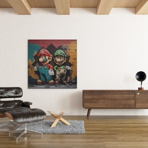 Digital art: Super Mario Bros and Luigi printable poster Digital Download Wall Art Home Decor Artwork Printable image 4