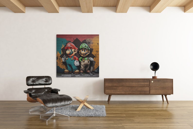 Digital art: Super Mario Bros and Luigi printable poster Digital Download Wall Art Home Decor Artwork Printable image 4