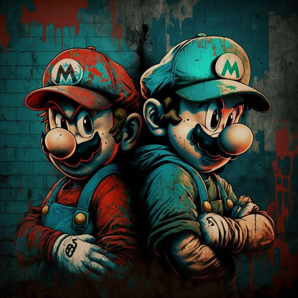 Super Mario Crossover: Mickey's Friends Graffiti Wall Art