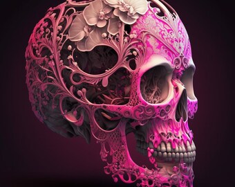 Poster gothic Skull Digital Art Alexander McQueen Pink t-shirt design for sale|Digital Download| Wall Art | Home Decor | artwork | printable