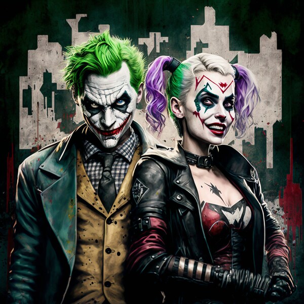 Poster Graffiti comics Joker and Harley Quinn naughty suicide squad poster | Digital Download | Wall Art | Home Decor | artwork | printable