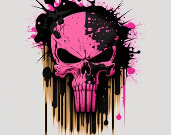 The Ultimate Punisher Experience: Skull Punisher Pink Gold poster mancave decor | Digital Download | Wall Art | Home Decor | Artwork
