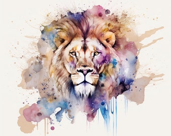 A Minimalist Lion: An Infinite Watercolour | Digital Download| Wall Art | Home Decor | Artwork
