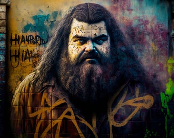 Poster Hagrid in city: The Art of Graffiti poster mancave decor magic | Digital Download | Wall Art | Home Decor | artwork | printable