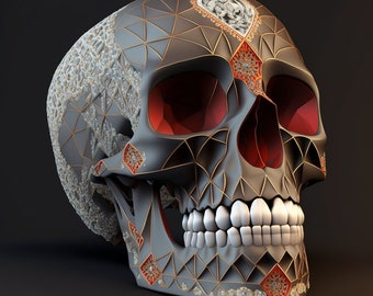 Poster gothic art Human Skull Front gray Diamond | Digital Download: Home Decor Artwork Printable | Wall Art | artwork | printable