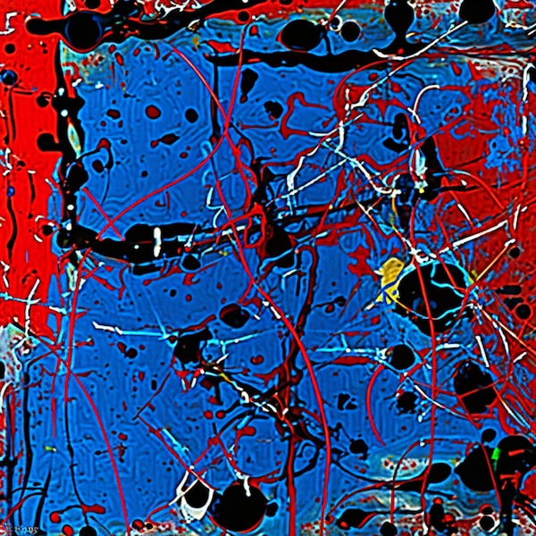 Abstract art Jackson Pollock-Inspired Digital Art Drip poster blue red | Digital Download | Wall Art | Home Decor | artwork | printable