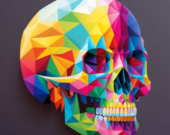 Bloom Skull Art Print, Sugar Skull Instant Download Printable Home Decor, Skull Digital Poster Wall Art Gift, Downloadable Gothic Skull Art