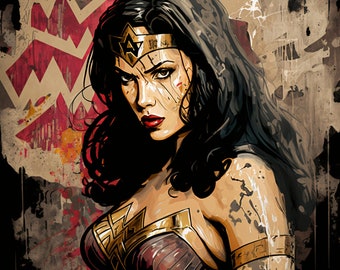 Poster Wonder Woman: Graffiti poster gift bad girl | Digital Download | Wall Art | Home Decor | artwork | printable