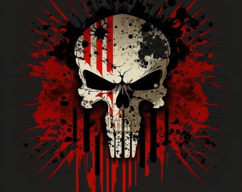 Poster The Skull Punisher red white and black military art police art poster | Digital Download | Wall Art | Home Decor | Artwork