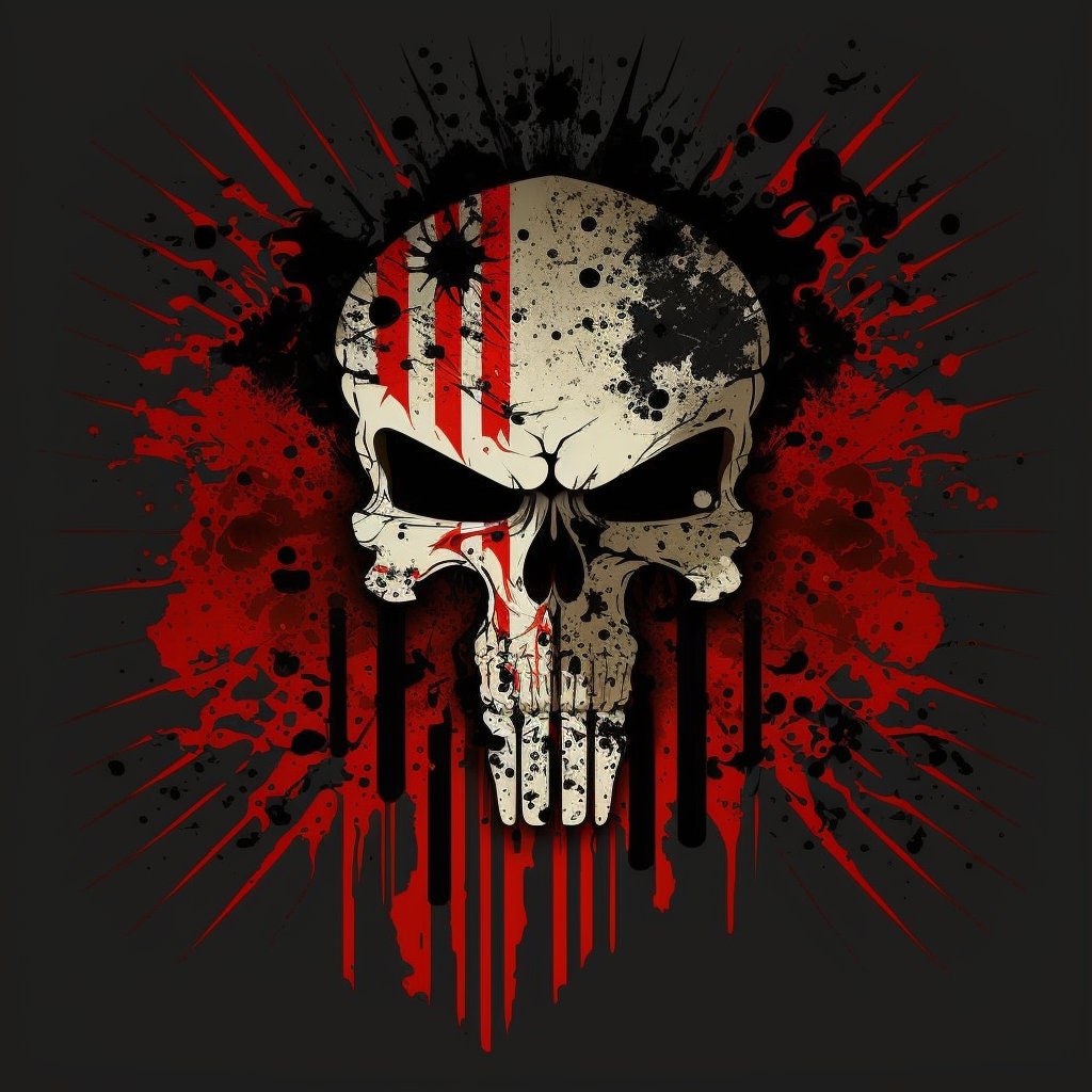 The Punisher S Skull Against Black Backgrounds With Red, Punisher