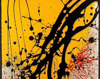 Plakat abstrakte Kunst Jackson Pollock wie orange und gelbes Plakat| Digitaler Download | Wandkunst | Wohnkultur | Kunstwerk | druckbar