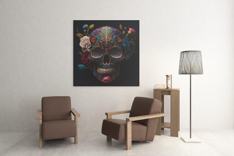 Skull Digital Art Alexander McQueen Colorful flower image 5