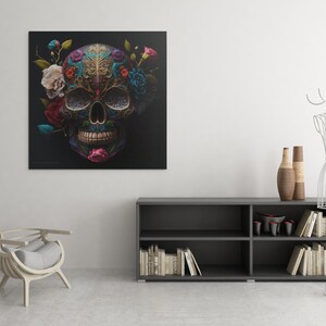 Skull Digital Art Alexander McQueen Colorful flower image 3