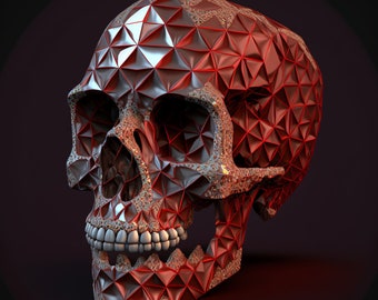 Poster Human Skull Front View Red Diamond Design gothic art | Artwork Digital Download | Wall Art | Home Decor | Printable Art