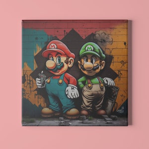 Digital art: Super Mario Bros and Luigi printable poster Digital Download Wall Art Home Decor Artwork Printable image 2