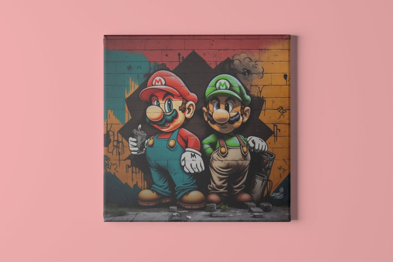 Digital art: Super Mario Bros and Luigi printable poster Digital Download Wall Art Home Decor Artwork Printable image 2