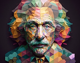 Poster Albert Einstein Printing mancave decor gift idea yellow green | Digital Download| Wall Art | Home Decor | Artwork