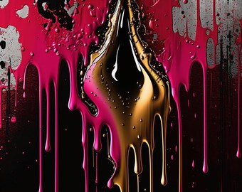 Poster Dazzling Array of Color: A Digital Art abstract art gold pink black | Digital Download | Wall Art | Home Decor | Artwork