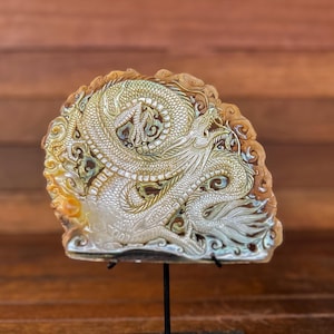 Dragon Hand carved Shell mother of pearl, real and natural sea shell , room decor and gift