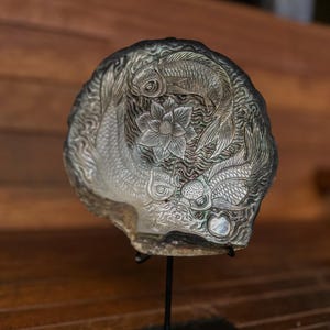 Gold Fish Hand carved Shell mother of pearl, real and natural sea shell , room decor and gift