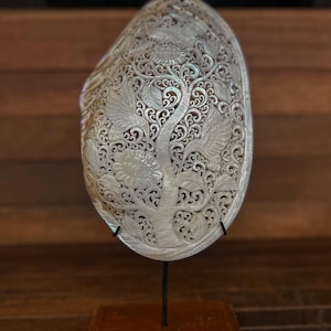 Humming bird Hand carved Shell ( Big) , real and natural sea shell , room decor and gift