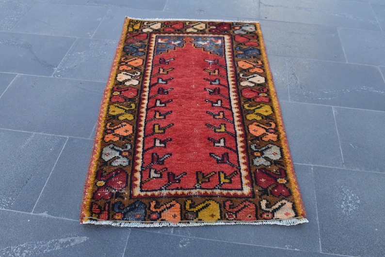 Oriental rug, Boho rug, Vintage rug, Doormat rug, Anatolian rug, Small size rug, Turkish rug, House Decor Handmade rug 2.1 x 3.7 ft RAS0054
