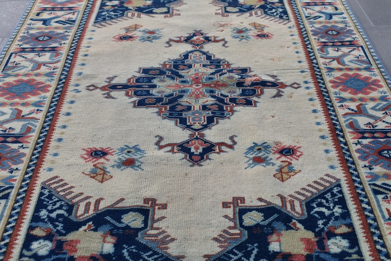 Tapis turc, tapis vintage, tapis fait main, tapis de zone, tapis Boho, décor Boho, tapis oriental de sol, décor à la maison, tapis, 3,9 x 5,3 pi RAS0041 image 5