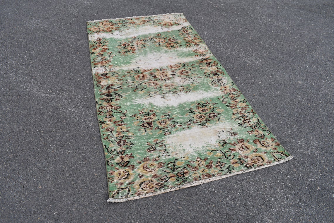 Grüner Blumenteppich Türkischer Teppich Vintage Teppich | Etsy